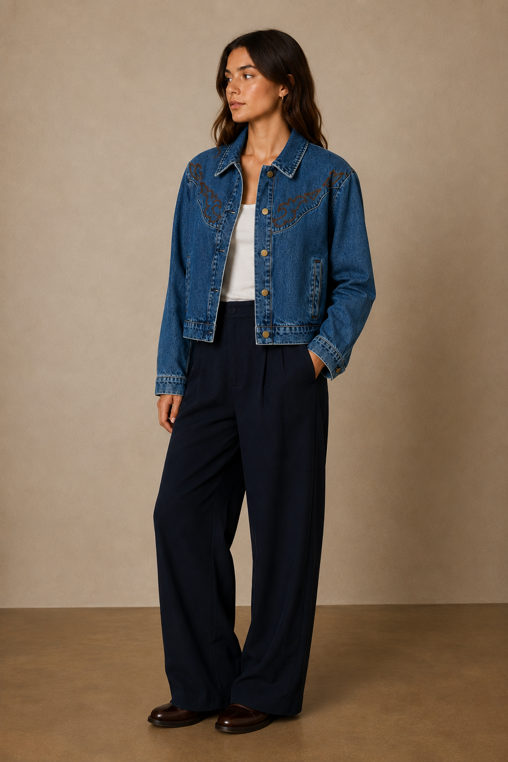 Chaqueta Vaquera Estilo Western con Motivos Pesunteados - 6188
