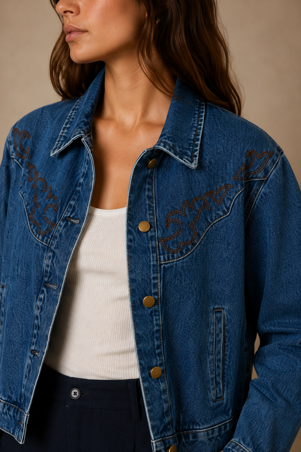 Chaqueta Vaquera Estilo Western con Motivos Pesunteados - 6188