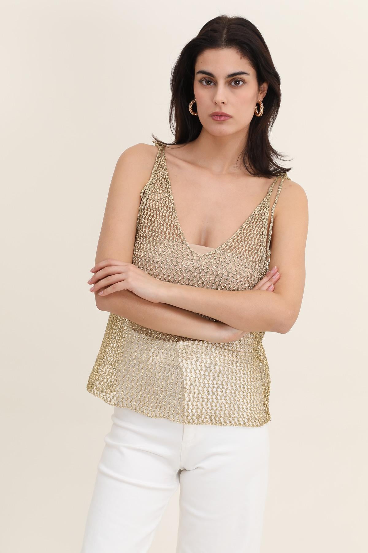 A1323 Camiseta sin mangas de malla