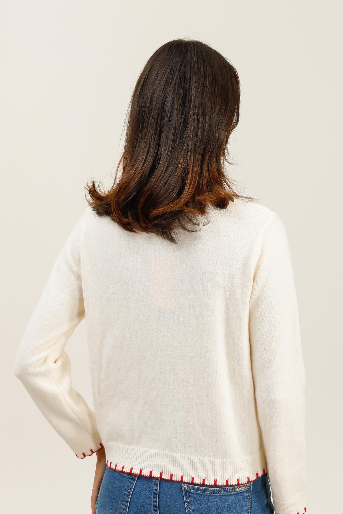 A1573 Pull brodé fleurs