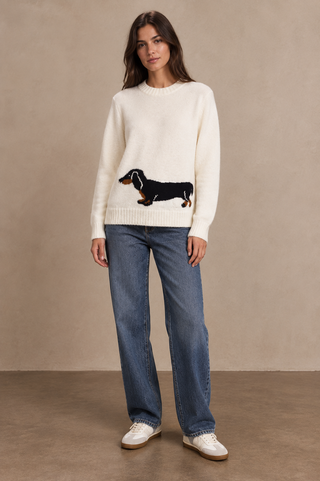 Dachshund Pattern Knit Jumper - A1623