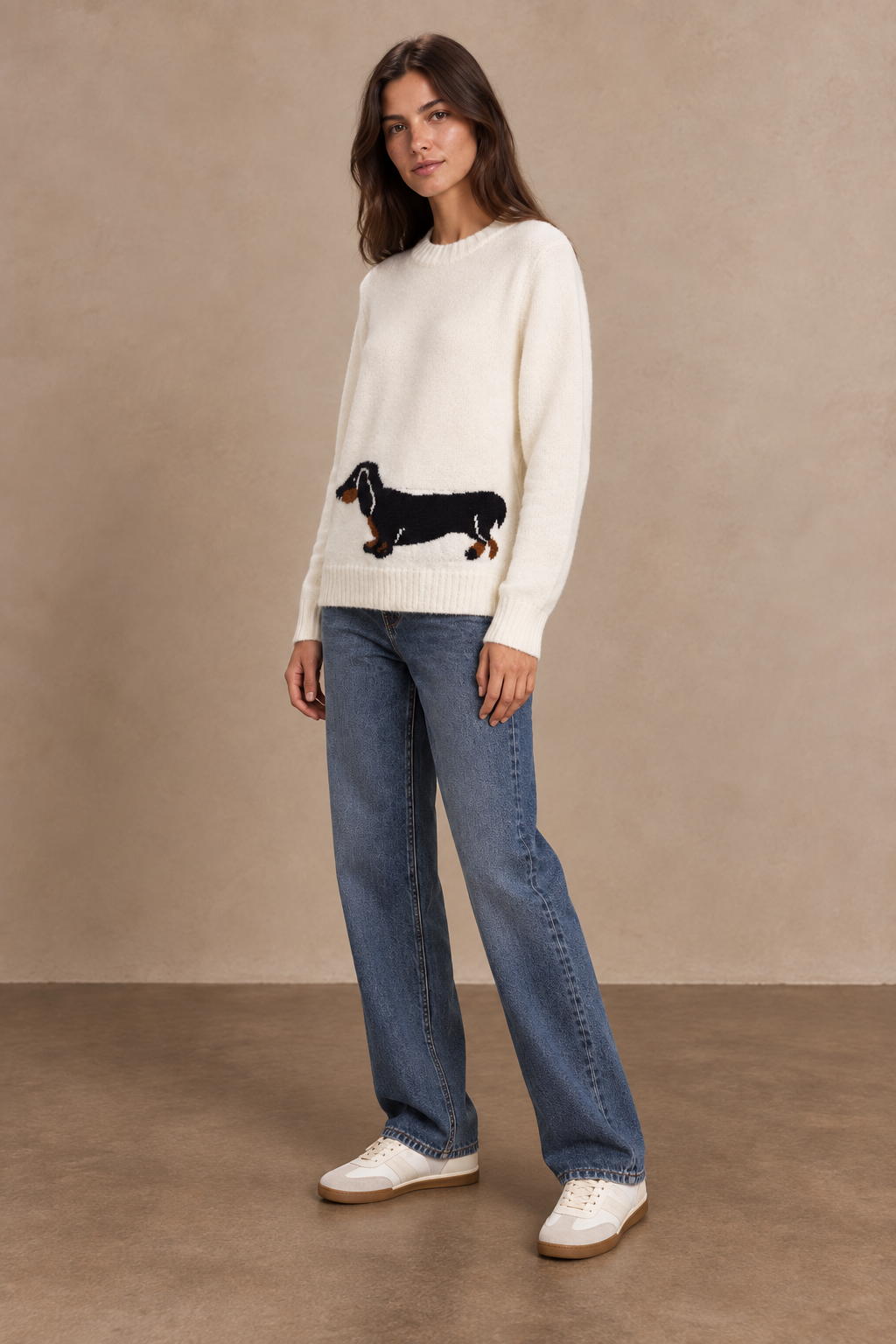 Dachshund Pattern Knit Jumper - A1623