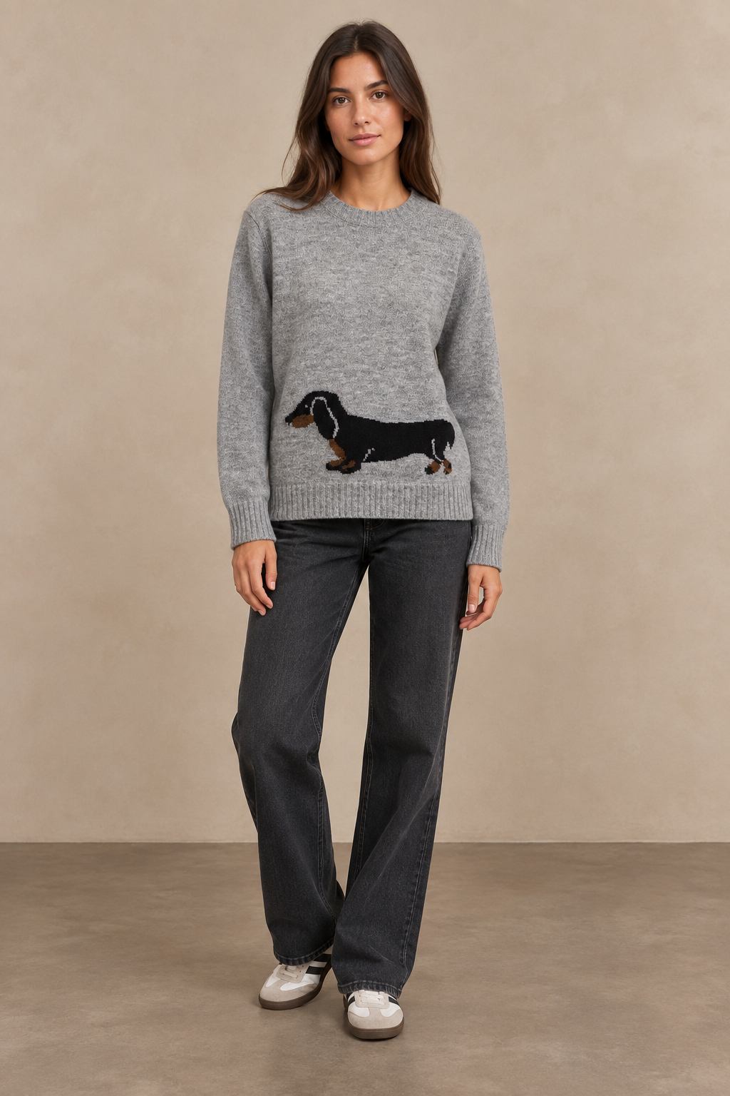 Dachshund Pattern Knit Jumper - A1623