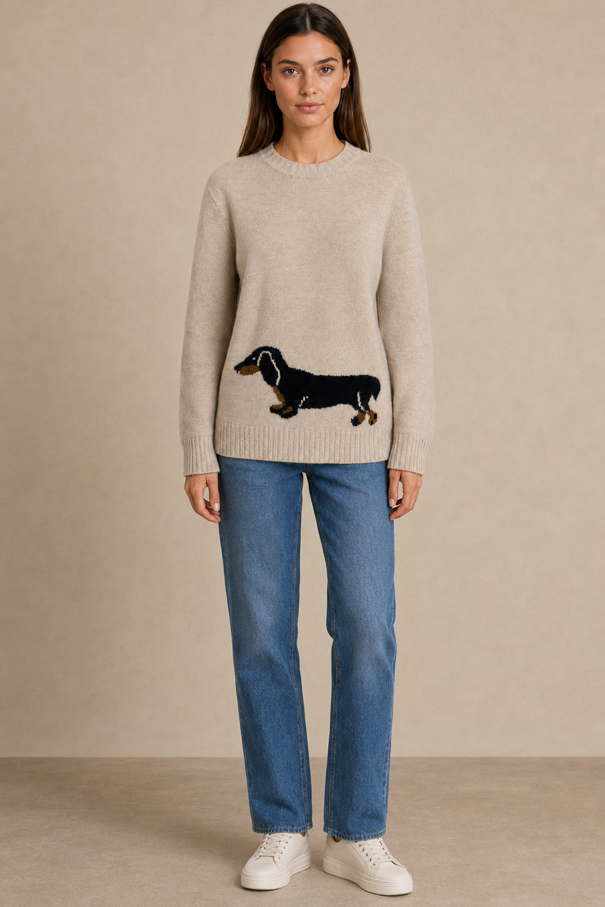 Dachshund Pattern Knit Jumper - A1623