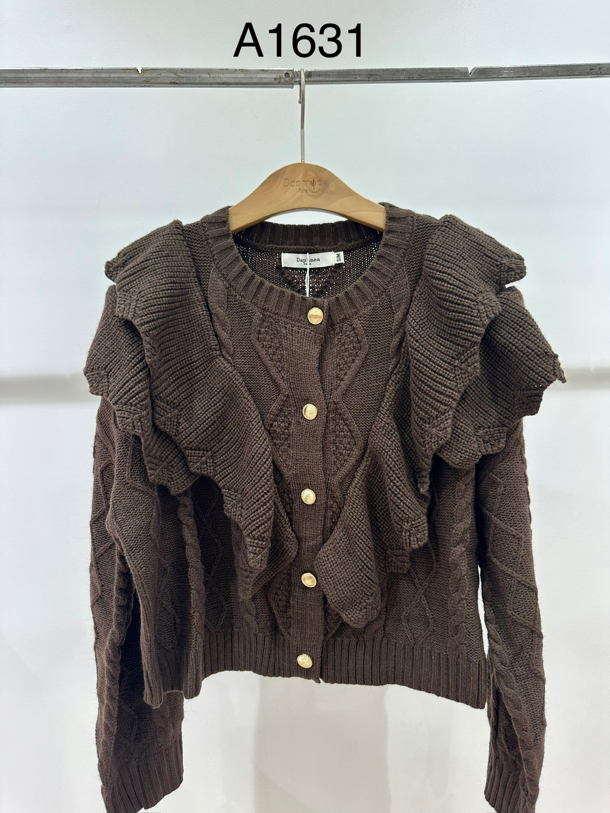 Chunky Cable-Knit Ruffled Cardigan - A1631