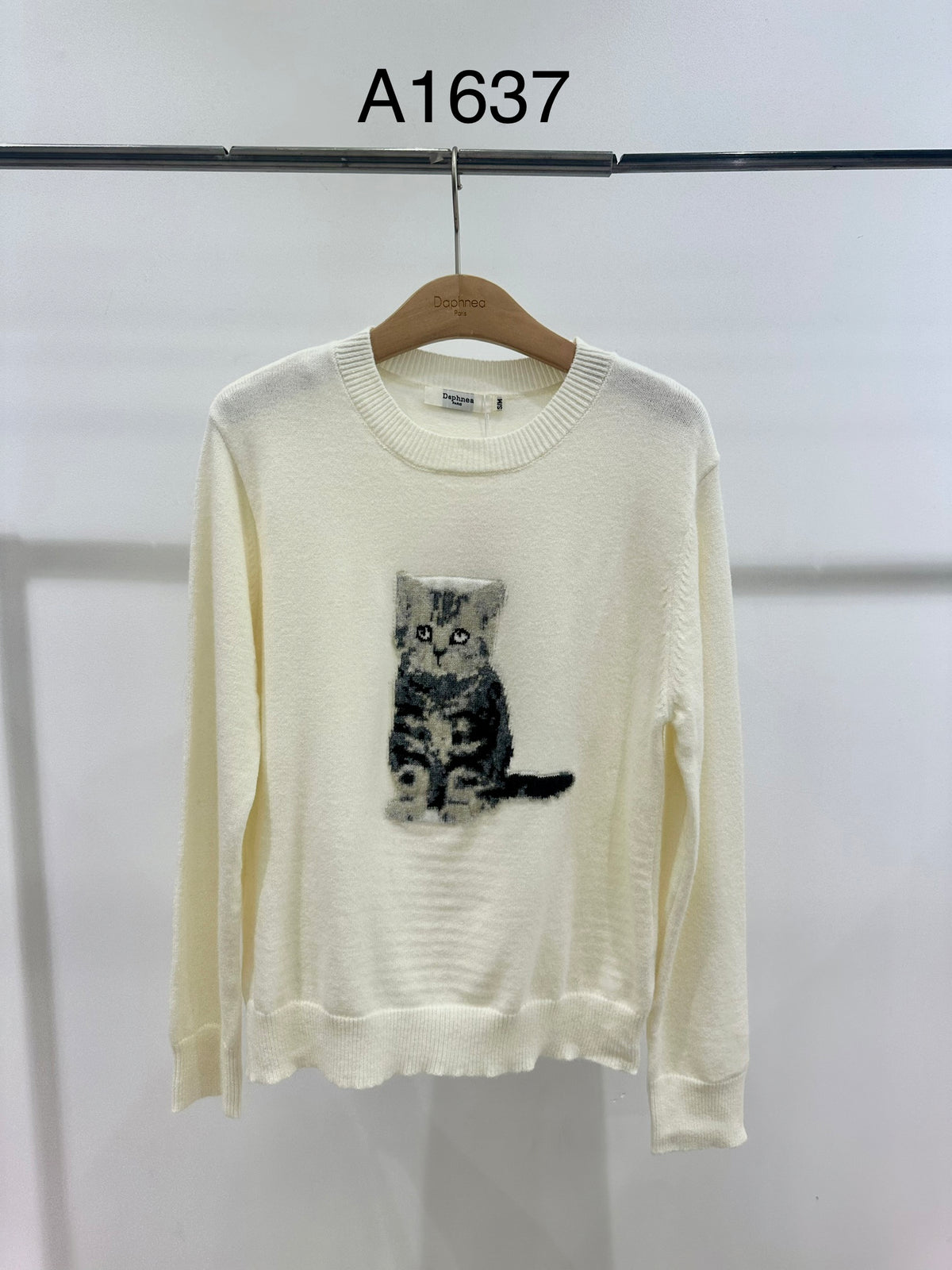 Cat Pattern Knit Sweater - A1637